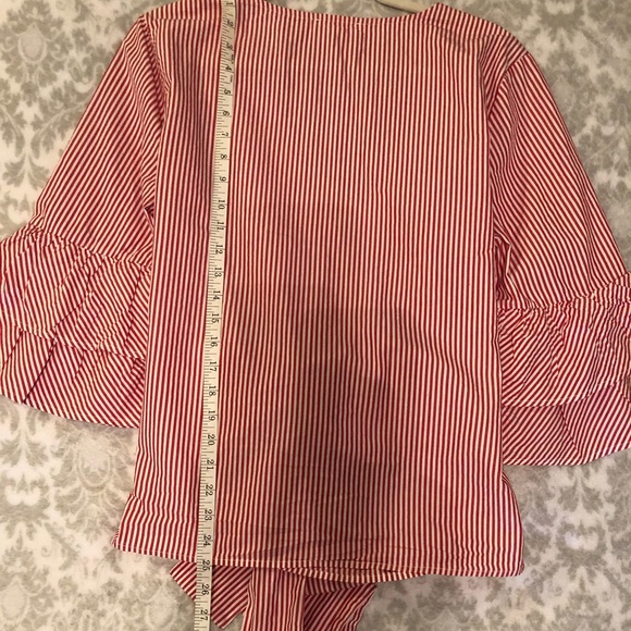 Beach lunch lounge Ariana Pinstripe Wrap Top - Picture 5 of 8